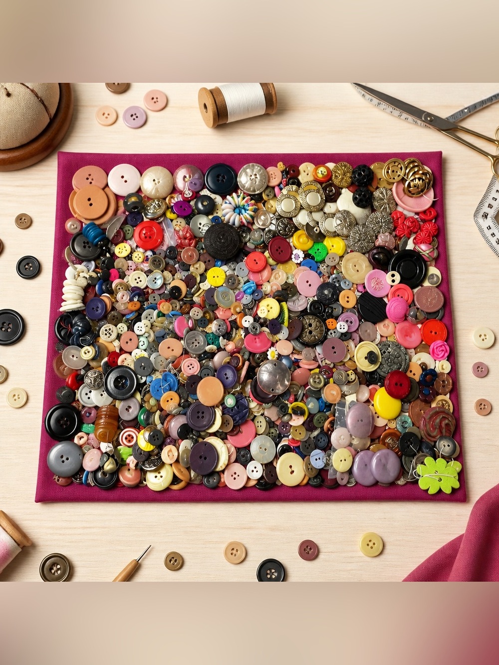 Lot of Old Colorful Crafting Buttons